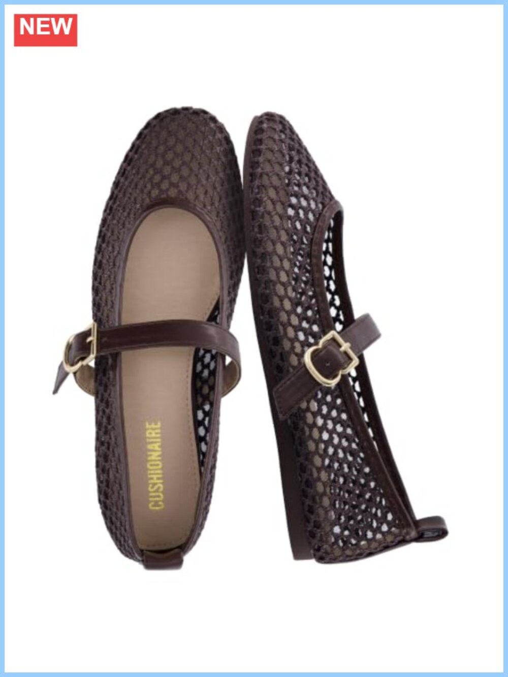 Mesh Mary Jane Flats with Adjustable Buckle Strap & Memory Foam Cushioning